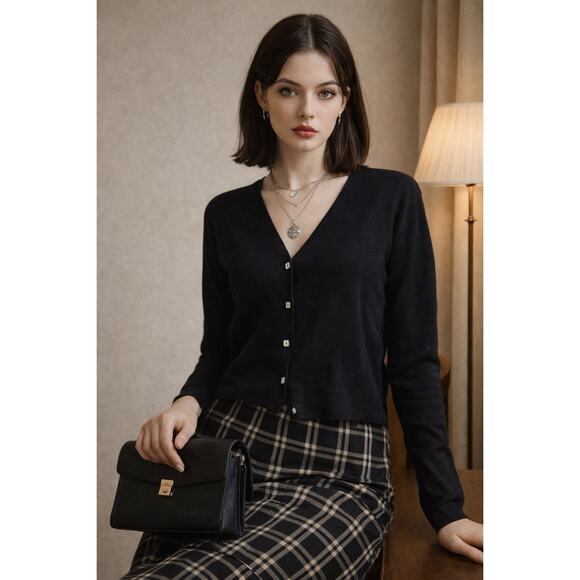 Joseph A. Sweaters - Joseph A. Black Cardigan | Clean Girl Dark · Office Siren Lite | Size L